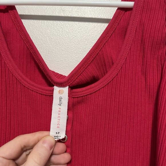 Anthropologie Daily Practice Henley Ribbed 2 Piece Lounge‎ Set Tank Joggers Pink - Picture 6 of 13